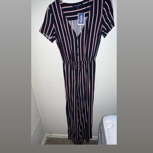 One Clothing button-up long romper with waist tie. Small. Never worn.